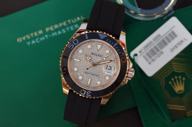 Rolex Yacht-Master 126655 40mm Rose Gold Oysterflex Pave Dial 2024