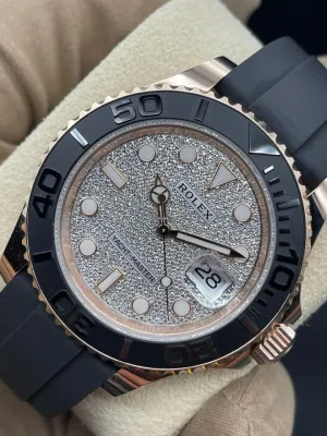 Rolex Yacht-Master 126655 40mm Rose Gold Oysterflex Pave Dial 2024