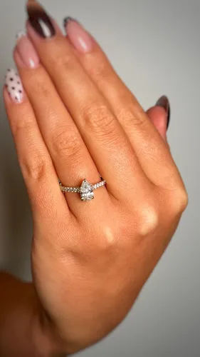 Pear-Cut Yellow Gold Lab Diamond Ring