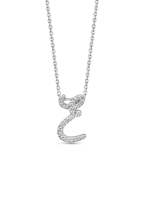 Small Diamond Italic White Gold Initial