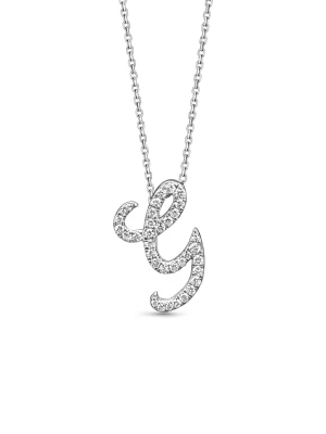 Small Diamond Italic White Gold Initial