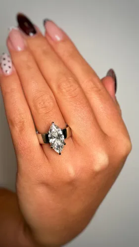Platinum Marquise Broad Band Lab Diamond Ring