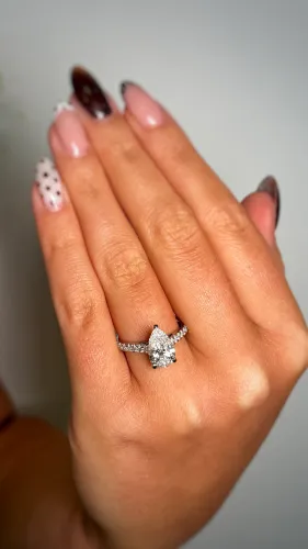 Platinum Pear-Cut Lab Diamond Ring