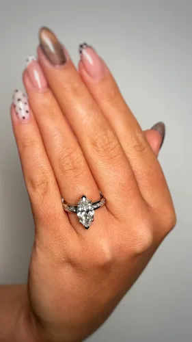 Platinum Marquise Channel Set Lab Diamond Ring