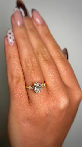 Oval-Cut Lab Diamond Ring with Floral Side Stones