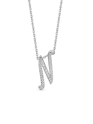 Small Diamond Italic White Gold Initial