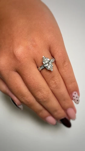 Platinum Marquise Channel Set Lab Diamond Ring