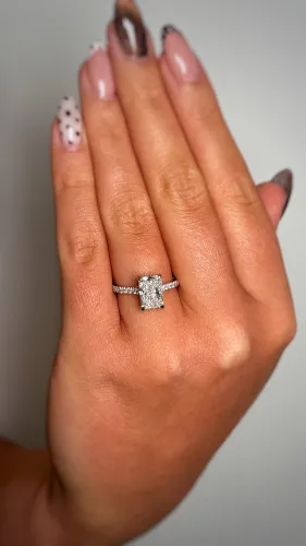 Platinum Radiant-Cut Lab Diamond Ring