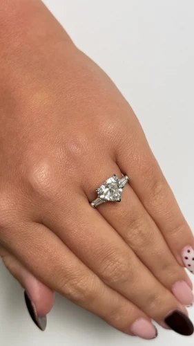 Platinum Heart-Cut Baguette Shoulder Lab Diamond Ring