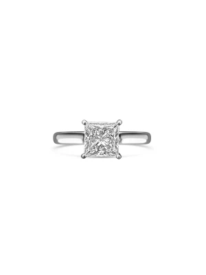 Princess-Cut White Gold Lab Diamond Ring