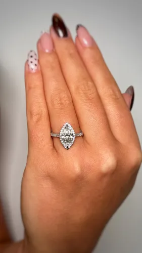 Platinum Halo Marquise Lab Diamond Ring