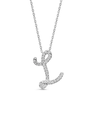 Small Diamond Italic White Gold Initial