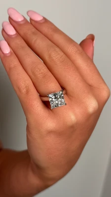 Princess-Cut White Gold Lab Diamond Ring