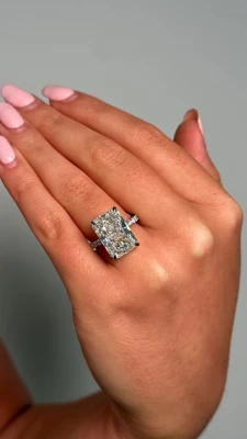 Platinum Radiant-Cut Lab Diamond Ring