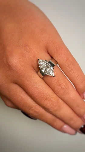 Platinum Marquise Broad Band Lab Diamond Ring