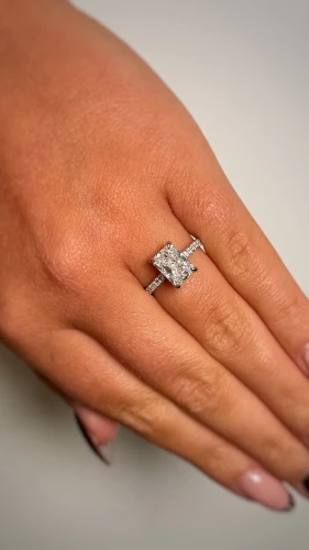 Platinum Radiant-Cut Lab Diamond Ring