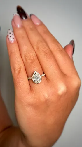 Halo Pear-Cut Lab Diamond Ring