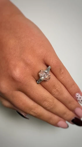 Pink Oval-Cut Lab Diamond Ring