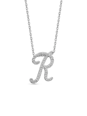 Small Diamond Italic White Gold Initial