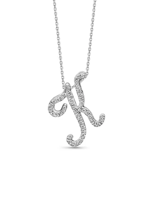 Small Diamond Italic White Gold Initial