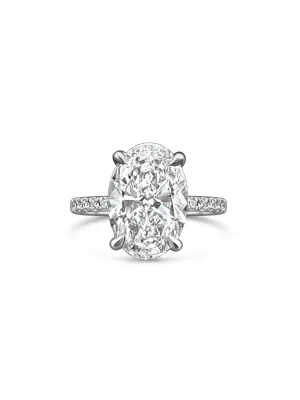 Platinum Oval-Cut Lab Diamond Ring