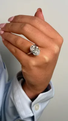 Platinum Oval-Cut Lab Diamond Ring