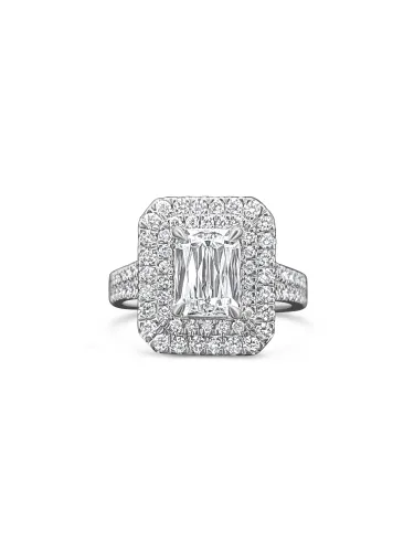 Platinum Radiant Double Halo Lab Diamond Ring