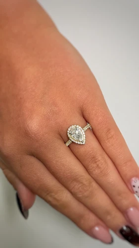 Halo Pear-Cut Lab Diamond Ring