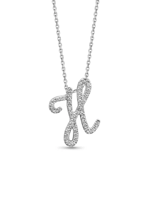 Small Diamond Italic White Gold Initial