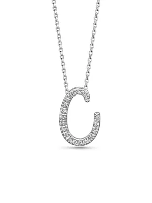 Small Diamond Italic White Gold Initial