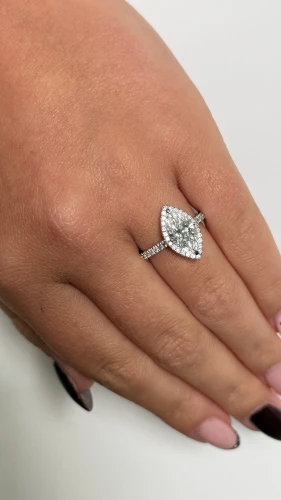 Platinum Halo Marquise Lab Diamond Ring