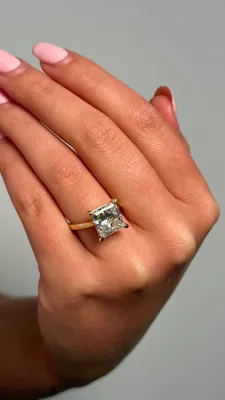 Princess-Cut Yellow Gold Lab Diamond Ring